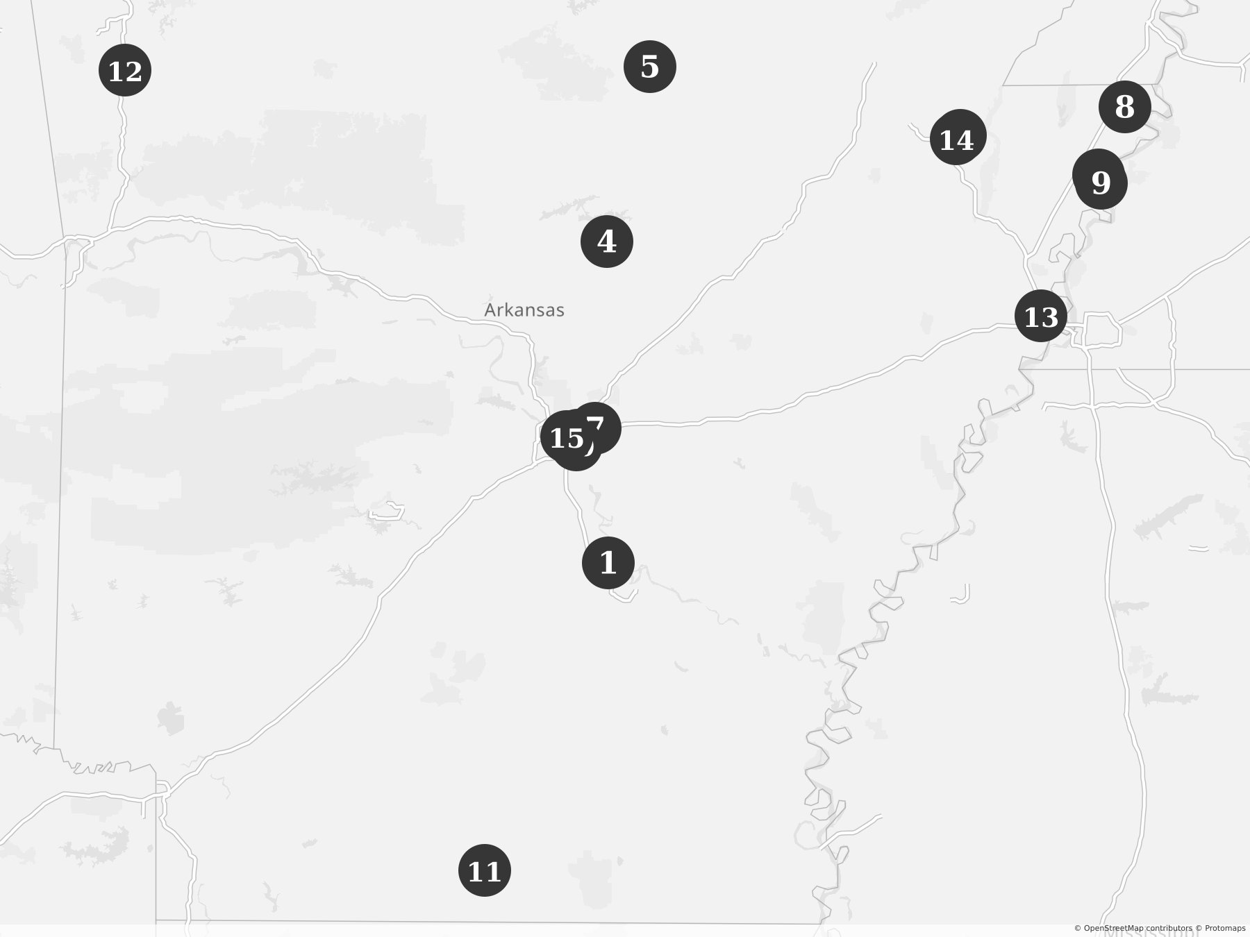 Map showing locations of recent project announcements