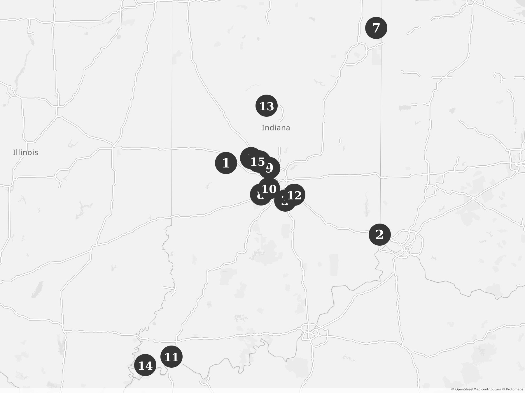 Map showing locations of recent project announcements
